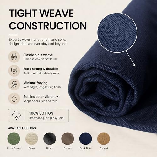 Wildarms 100% Cotton Canvas Fabric by The Yard - 59" Wide 12oz Medium-Heavy Duck Canvas for Sewing DIY, Tote Bags, Upholstery & Embroidery (Dark Blue, 5 Yard pre Cut) - color: Dark Blue, size: 5 yard pre cut
