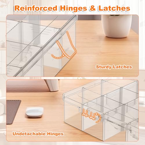 4 Pack 15 Grids Clear Organizer Box with Dividers, 10.4 x 7.1 x 2.2 in - color: 4 Pack, size: 15 Grids(10.4 x 7.1 x 2.2 inch)
