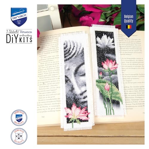 Vervaco Cross Stitch Bookmark Kit Lotus and Buddha (Set of 2) 2.4" x 8" - size: 40 x 2 x 20 cm
