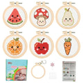 57lilina Cross Stitch Kits for Kids, 6 Set Easy Beginner Embroidery Pattern - color: Fruit A