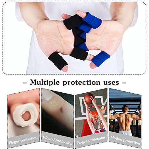 20 Pcs Finger Sleeves Protectors, Elastic Sport Finger Sleeves, Black/Blue - color: Black, royal blue
