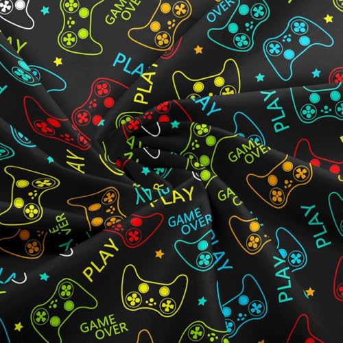 Boy Gamepad Fabric by The Yard,Game Console Fabric for Chairs Sofa Sewing,Hippie Graffiti Controller Soft Polyester No Stretch and Home DIY Projects Waterproof,1 Yard,36" L x 59" W - color: Game 02, size: 1 Yard