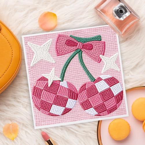 DOODLREAM Cherry Disco Ball DIY Punch Needle Embroidery Kit for Beginner - color: Cherry Disco Ball