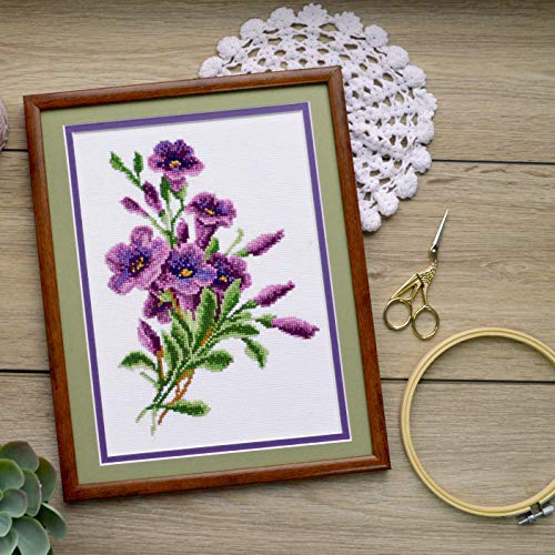 Povitrulya American Bellflower Counted Cross Stitch Kit - Flower DIY Embroidery Set fors and Adults - color: American Bell-Flower