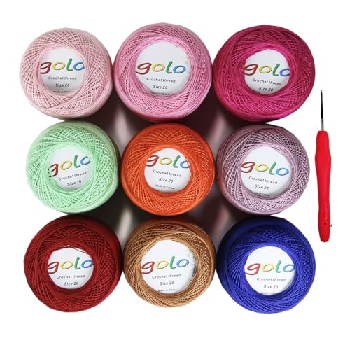 Crochet Thread Embroidery Thread 10gX9 Crochet Yarn for Hand Knitting 20-9-2 - color: 000 20-9-2