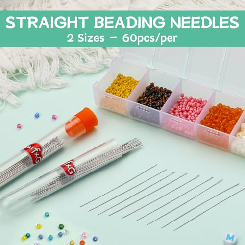 GarfxG 120 Pcs Beading Needles, 2 Different Sizes Straight Bead Needle - style: Size10+Size11/120pcs