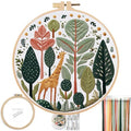 FONNUY Giraffe Pre-Stamped Embroidery Pattern for Beginners, Boho Needlepoint Kits for Beginners Cross Stitch Craft Sewing Full Needles and Thread Hoop Kit (Giraffe 04) - color: Giraffe 04