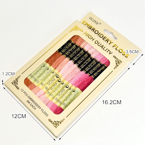 Premium Rainbow Color Embroidery Floss - Cross Stitch Threads - Friendship Bracelets Floss - Crafts Floss - 12 Skeins Per Pack Embroidery Floss,Warm red-Brown Gradient - color: warm red-brown Gradient