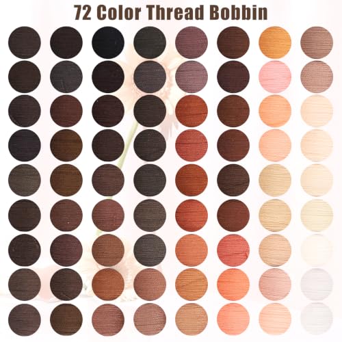 72 Pcs Pre-Wound Bobbins Sewing Thread 72 Colors (Brown) - color: Brown