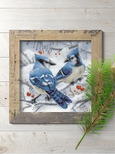 RIOLIS 1925 Blue Jays Counted Cross Stitch Kit 7.75 x 7.75 in - style: Blue Jays 1925