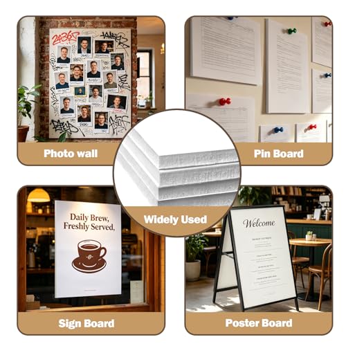 Self Adhesive 24x36 Foam Board 4 Pack, 0.23 Inch Thick Foam Core Board, Large Free Mounting Poster Boards for Projects, Display Boards for Crafts, Paintings Prints, Art, Presentation, White - size: 24"x36"