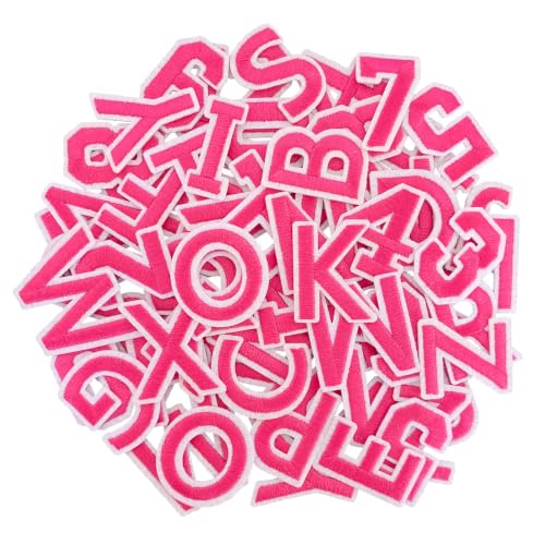 72 Pcs Iron On Letters & Numbers Patches for Tote Bags Hats Clothing Pink - color: Pink, size: Letters & Numbers
