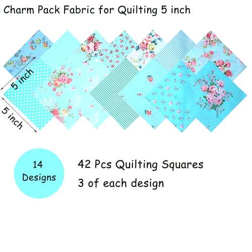 Nodsaw Charm Packs for Quilting 5 inch - 42 5" Charm Squares - Soft Cotton Fabric Quilt Squares 5x5 for Quilting, Sewing, Patchwork, Bags, and Crafts - color: Multi R