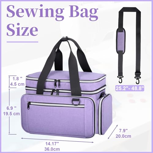 Anitor Sewing Supplies Organizer, Double Layer Sewing Storage Organizer - color: PalePurple, size: Medium