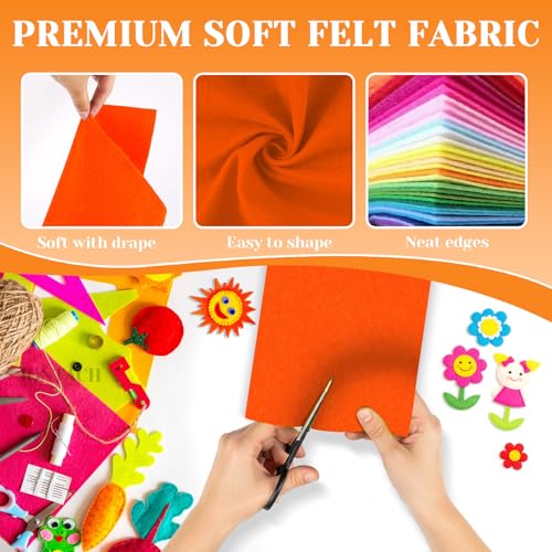 IONTACH 9" X 12" Soft Felt Sheets 1.6mm Thick (6 Packs, Orange) - color: Orange
