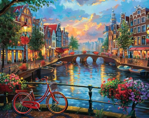 Moohue 14ct Counted Stamped Cross Stitch Kits for Adults City Printed Cross Stitch Patterns Art Crafts Cross Stitch Supplies (Beautiful City) - color: Beautiful City
