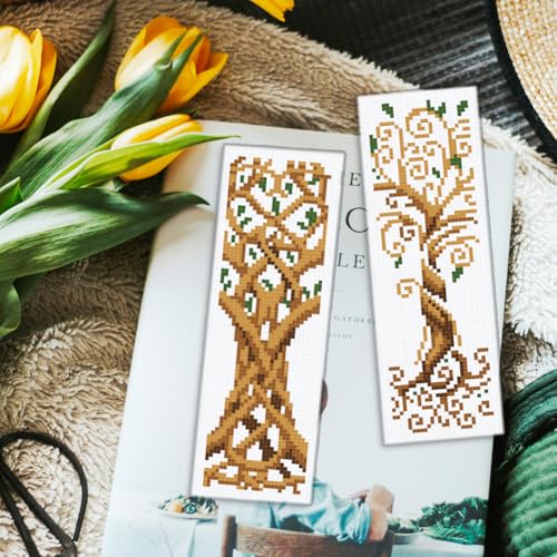 ORIGACH 6 Set Tree of Life Cross Stitch Bookmark Kit for Beginner - style: Tree of Life