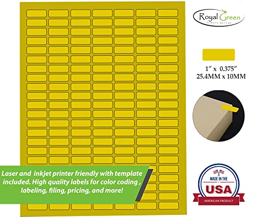 Royal Green Printable Rectangle Labels, 1 x 0.375 Inch - 1078 Pack - color: Yellow, size: 1078