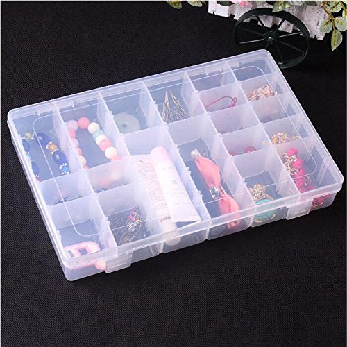 Gospire 36 Grids Clear Plastic Jewelry Box Organizer with Removable Divider - color: Clear-36 Grids