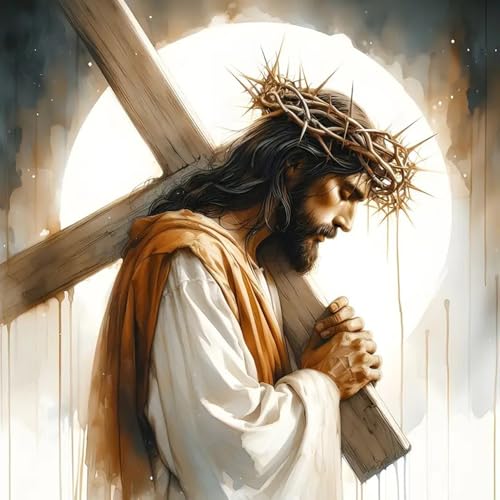Jesus Stamped Cross Stitch Kits for Beginners Adults, Dimensions Needlepoint Art Crafts,Counted Cross Stitch Kits Embroidery Kits for Beginners Adults for Home Decor 13.8X13.8inch - color: Cross Stitch-1011-1