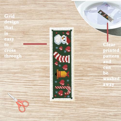 FREEBLOSS 6 Set Cross Stitch Bookmark Counted Cross Stitch Kit with 6 Different Christmas Patterns Embroidery Kit with Instruction DIY Bookmark Kit for Gift Adults 8''x2.4'' - style: Christmas