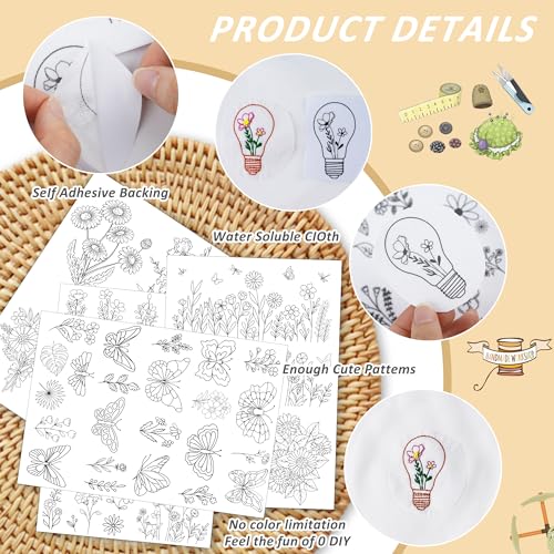 Water Soluble Embroidery Patterns, Stick and Stitch Paper for Sewing - style: butterfly 1307