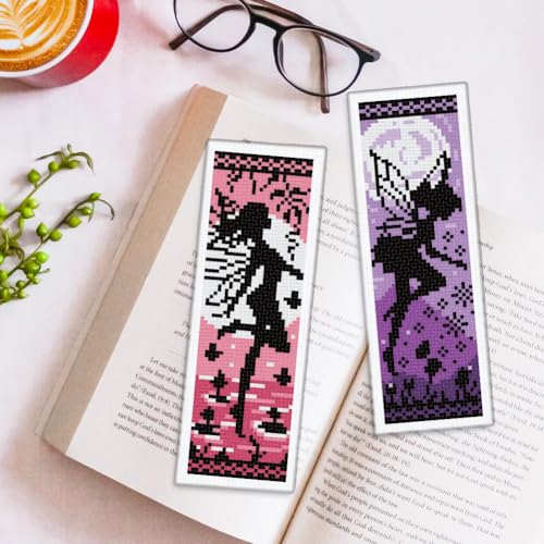 ORIGACH 6 Set Fairy Silhouette Cross Stitch Bookmark Kit for Beginner - style: Fairy Silhouette
