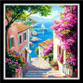 Fanxvivy Counted Cross Stitch Kits for Adults 11CT Unprinted Cross-Stitch Patterns Embroidery Kits Easy Cross Stitching Needlepoint Kits-Seaside Street 18x18 inch - color: DIYcraft04