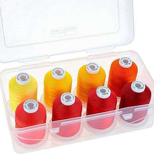 New brothread 100% Mercerized Cotton Threads with Box - 8xSunrise - color: 8 X Sunrise(Yellows+Reds)