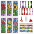 INFUNLY 6PCS/Set Pixel Flowers Cross Stitch Bookmark Kit 2.99x8.54 Retro Floral Window Handmade Cross Stitch Bookmarks DIY Embroidery Bookmarks for Readers with Instruction for Starter Book Lovers - style: Pixel Flowers