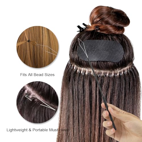 5Pcs Hair Extension Looper for Micro Beads Rings Removable Wire Threading Tool for Weft Extensions Feather Extensions Beader for Microlinks Microbeads Tubes - color: 3 Gold