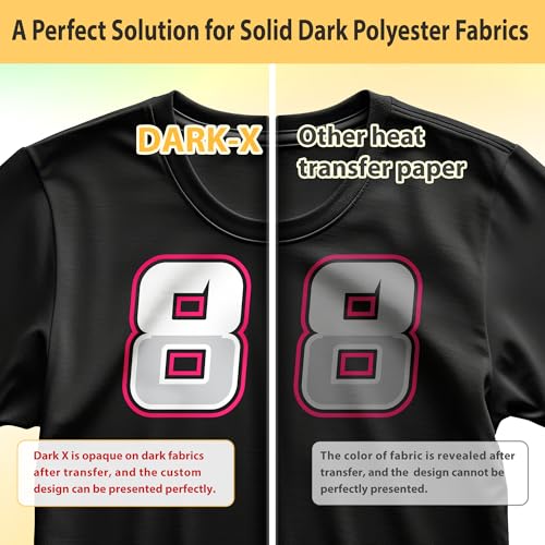 TransOurDream Heat Transfer Paper Supplies for Dark Polyester Fabrics (Dark X, 8.5"x11", 10 Sheets) Printable Iron on Heat Transfer Vinyl for Inkjet Printer - color: Darkx, size: 10 Sheets