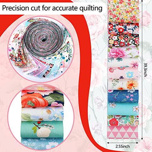 Tegeme 40 Pcs Floral Jelly Fabric Strips for Quilting 2.55" Patchwork Craft - color: Fresh Style