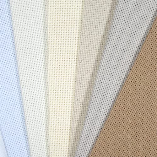 KCS 6 pc of 12" x 18" (30cmx45cm) Counted Cotton Aida Cloth Cross Stitch Fabric (18CT-G) - color: 18ct-g