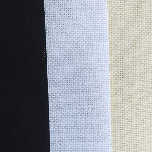 12" x 18" by 3 Pack 14CT Counted Cotton Aida Cloth Cross Stitch Fabric (White+Cream+Black) - color: White+cream+black