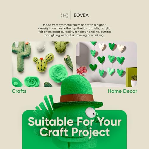 EOVEA | Acrylic Felt Fabric by The Yard | 72" Wide | 1.6mm Thick | Soft & Durable Non-Fraying Felt | for DIY Crafts, Sewing, Upholstery, Costumes & Padding(Lime Green,1 Yard) - color: Lime Green, size: 1 Yard