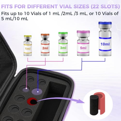 Peptide Case for Fridge, Insulin Vial Case for Diabetics - color: Purple-10×(1-10ml)