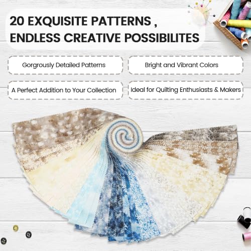 Craftido-20 Options-100% Cotton Jelly Roll Fabric Precut Strips for Quilting, Crafting, and Sewing, 40 Strips 2.5" x 44" Assorted Bundles for Rugs, Quilts, DIY Crafts and Home Decor-Coastal Tide - color: Coastal Tide