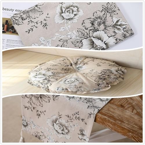 Linen Floral Fabric by The Yard 5 Yard by 62 Inch Width - color: Farmhouse Peony, size: 5 Yard