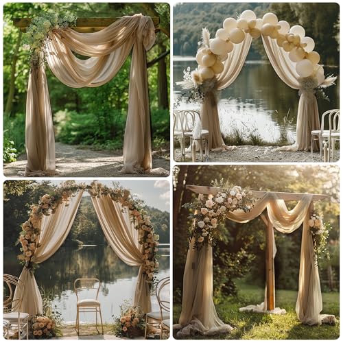 Wedding Arch Draping Fabric 1 Panel Nude Sheer Backdrop Drapes - color: Nude, size: 1 Panel