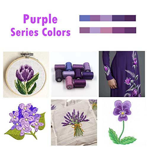Simthread All Purpose Sewing Thread, 10 Spool Assorted Purple Series 1000 Yards Each Bobbin Polyester Thread for Sewing, Handy Polyester Sewing Threads for Sewing Machine - (Purple Series) - color: purple series