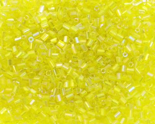 Glass Bugle Tube Beads 1400Pcs/30g Mini Seed Beads 2 * 3mm Small Craft Loose Spacer Beads for DIY Bracelets Necklace Earring Jewelry Making (Yellow) - color: Yellow