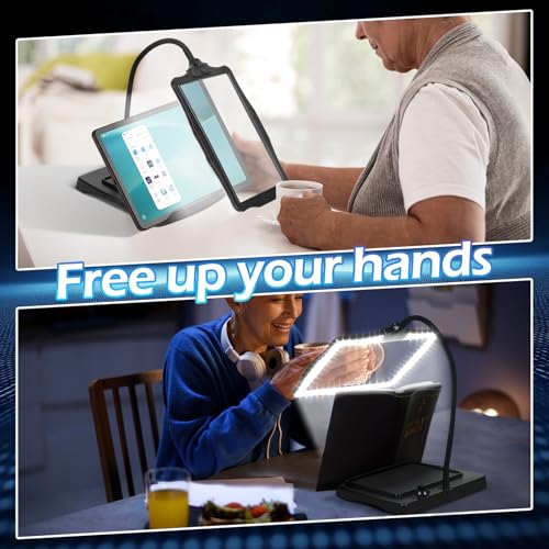 Magnifying Glass with Light and Stand 50 Ultra-Bright LEDs Large Magnifying Lamp 360° Flexible Gooseneck Magnifying Glass with Stand Hands Free Magnifier Glasses for Sewing Reading Crafts Seniors
