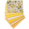 Yellow Print Cotton Fabric Fat Quarter Bundles - Quilting Fabric Material for Sewing, Patchwork Quilt, Apparel, Bags, Upholstery, and Crafts, 7 pcs 15.7" x 19.7" Pre Cut - color: Bright Yellow