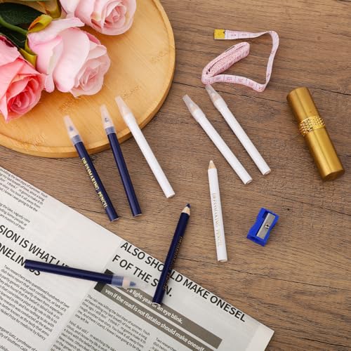 BOXOB 8pcs Tailors Fabric Pencil for Sewing Marking (Blue & White) - color: Blue,White