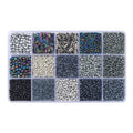 15 Grid Black Glass Seed Bugle Tube Beads Kit for Jewelry Making DIY Craft - color: Black, size: 15 Grid