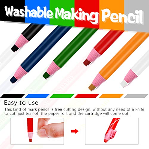 Swpeet 43Pcs Sewing Tools Kit, 10Pcs Professional Tailor's Chalk and 12Pcs Sewing Mark Pencil with 12Pcs 5 Color Disappearing Erasable Ink Fabric Marker Pen and 10Pcs Plastic Clips for Sewing Marking