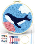 FIVEIZERO Yarn Punch Needle Craft Kit for Beginners,Blue Whale Pattern - color: Bluewhale