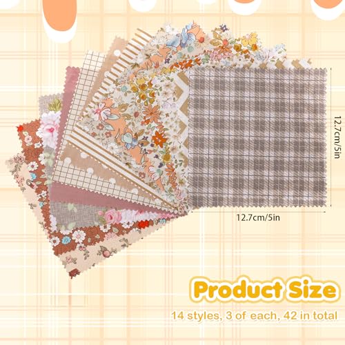 42 Pack Charm Pack Fabric 5 Inch Squares PreCut Quilting Squares Multicolor Charm Packs for Quilting 5 Inch (Floral Style)