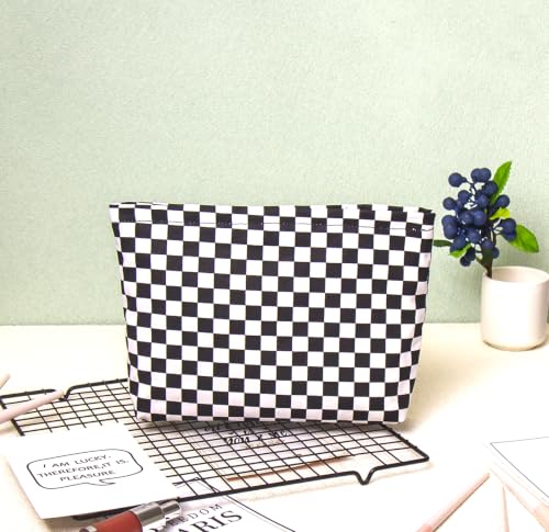 getgto 2 Pcs Makeup Bags, Large Cosmetic Bag Travel Toiletry Bag - color: Black Checker